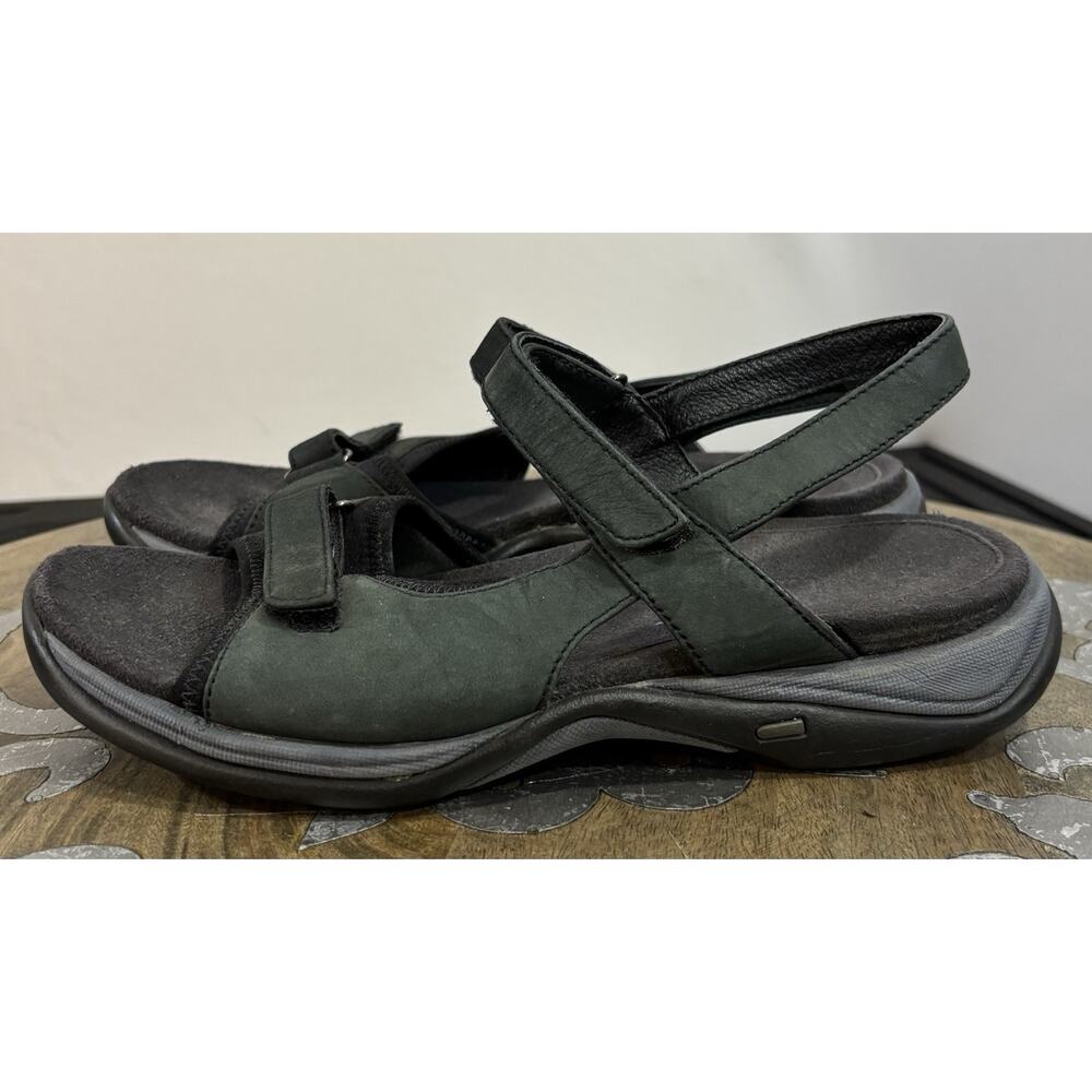 🔥SALE🔥 Clarks Black Leather Sporty Slingback Sandals 7 M Casual Adjustable Strap